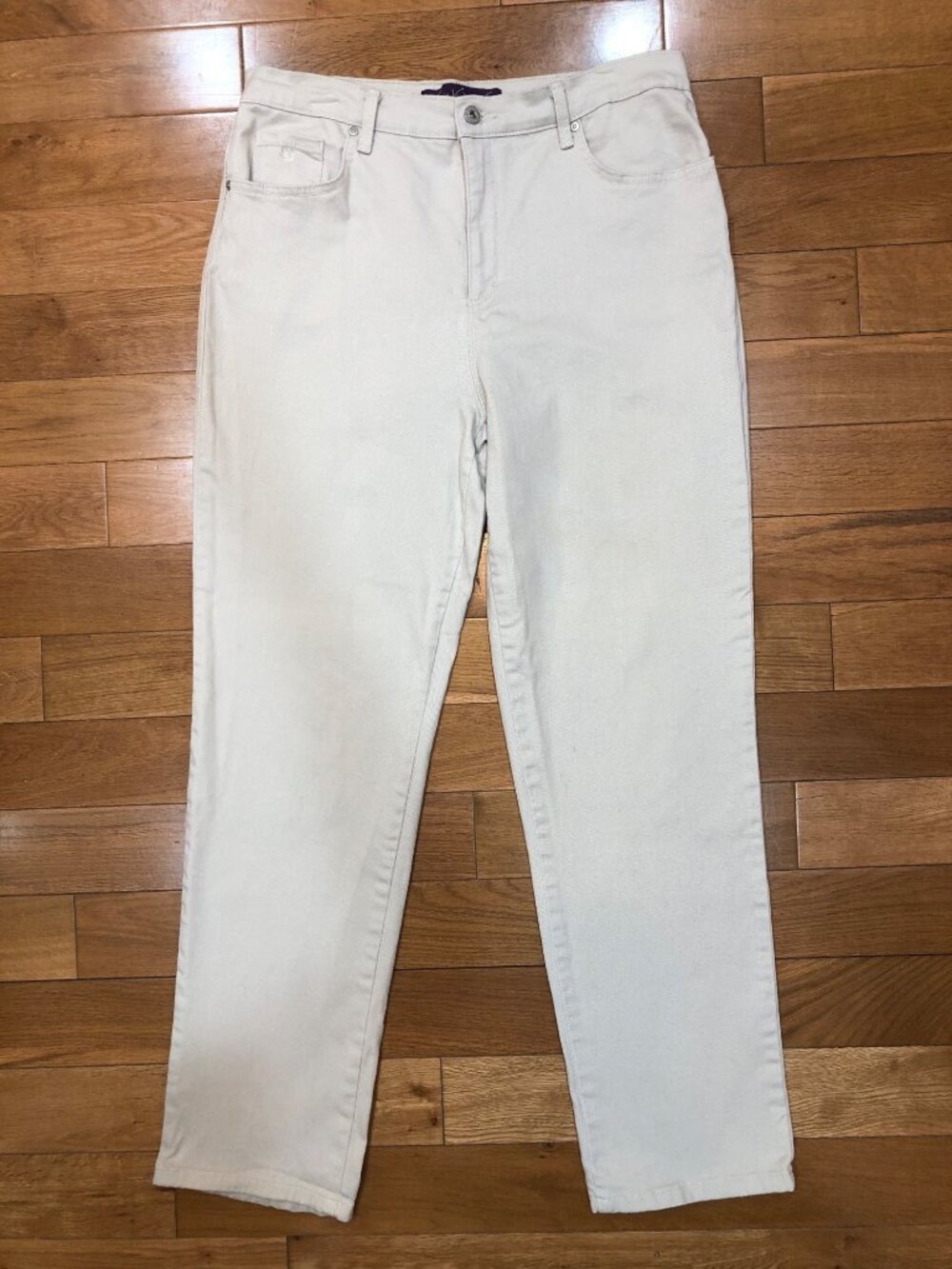 Gloria Vanderbilt Amanda Classic 5-pocket Straight Leg Light Beige Jeans Size 14
